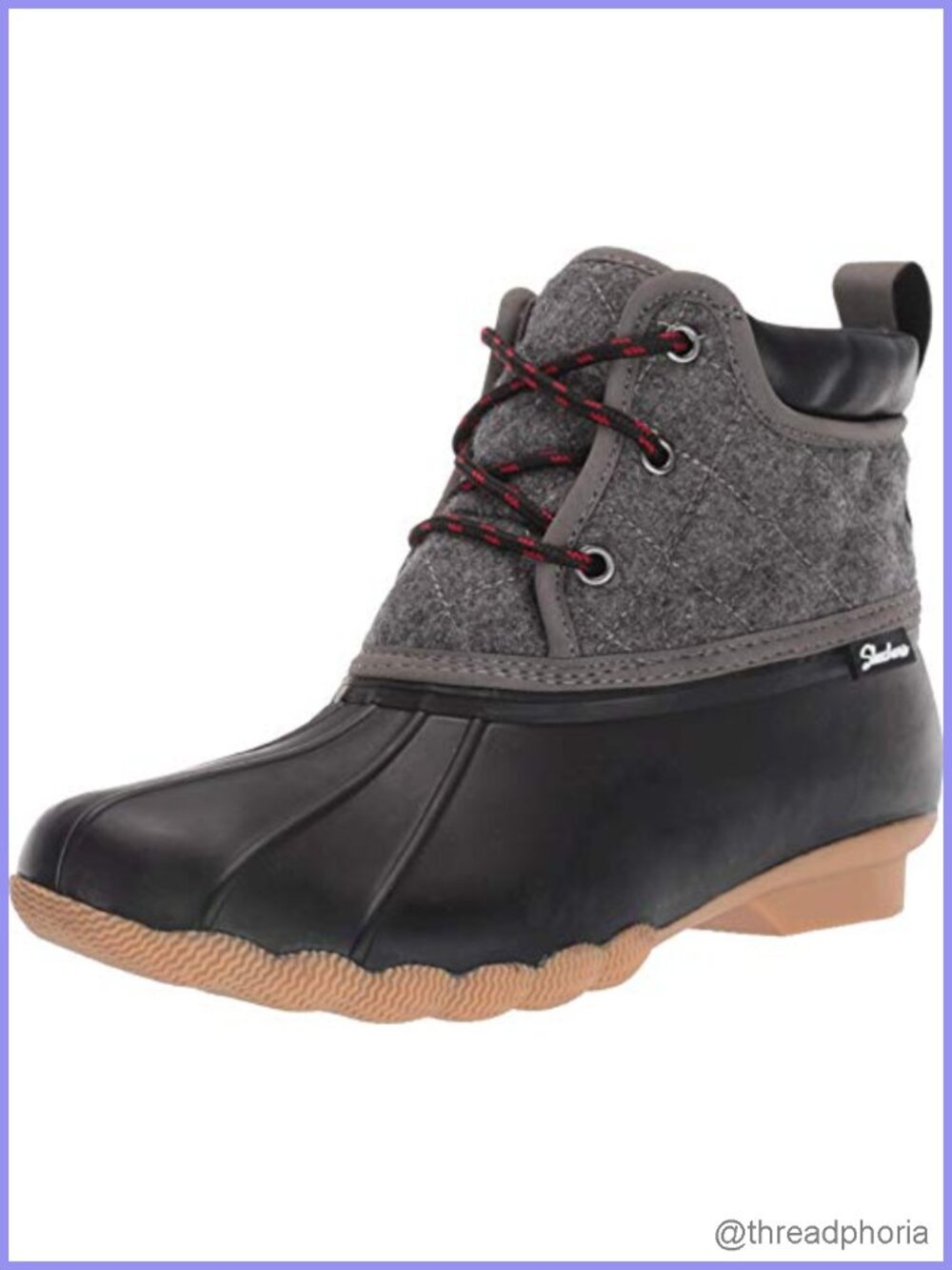 Waterproof Memory Foam Mid Quilted Lace Up Duck Rain Boots Ankle High